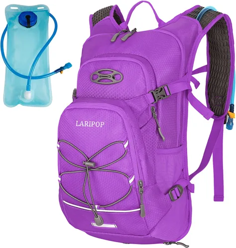 Vista 8 de LARIPOP Mochila de hidratación, mochila de senderismo de 18 L con bolsa de agua de 2 L, paquete de agua ligera para ciclismo, senderismo, ciclismo