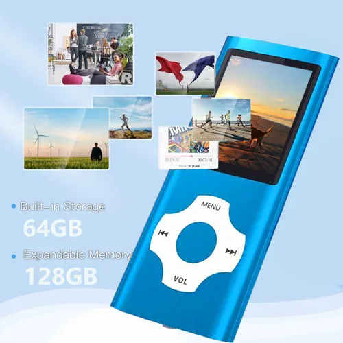 Vista 10 de Hotechs - Reproductor de MP3, reproductor de música MP3 con tarjeta SD de memoria de 32 GB, pantalla LCD digital clásica delgada de 1.82 pulgadas