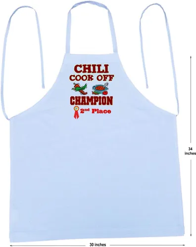 Vista 5 de Delantales con peto blanco Second Place Chili Cook Off Champion, Blanco