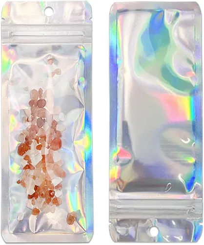 Vista 2 de Paquete de 100 bolsas holográficas transparentes de Mylar de 2.36 x