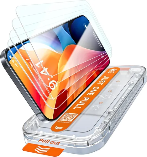 Vista 13 de X-it Paquete de 2 protectores de pantalla AR para iPhone 17 de 6.3 pulgadas con kit de alineación automática, antirreflejos, eliminación automática