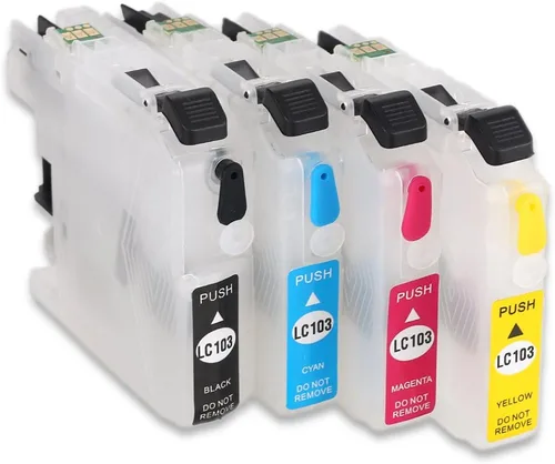 Vista 2 de Fink Cartucho de tinta recargable vacío de repuesto para Brother LC103 LC105, funciona con MFC-J4510DW J450DW J285DW J470DW J475DW J650DW J870DW