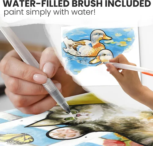 Vista 2 de QUOKKA Pintura con Agua Actividades para Demencia para Personas Mayores - Recuerdos de la Granja - Productos para Alzheimer para Ancianos