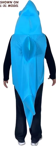 Vista 2 de Rasta Imposta Disfraz de tiburón azul para fiesta, disfraz de imaginación, tallas para adultos S-M y L-XL