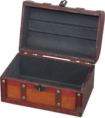 Vista 4 de Vintiquewise (TM - Caja de tesoro decorativa de cuero de madera (solo baúl pequeño)