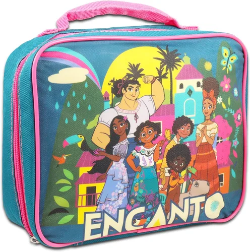 Vista 4 de Juego de mochila y bolsa de almuerzo Encanto para niñas paquete con mochila Encanto de 15 pulgadas caja de almuerzo Encanto botella de agua tatuajes