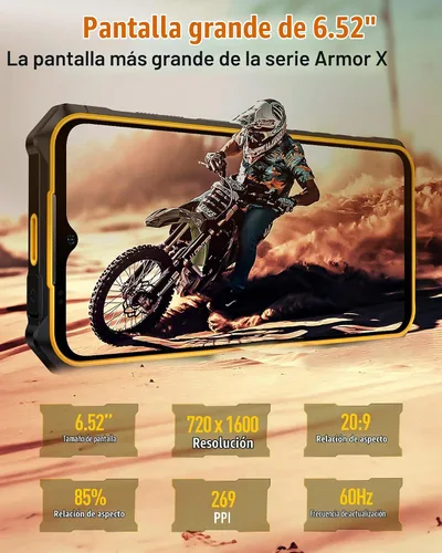 Vista 6 de Ulefone Armor X13 Teléfonos resistentes desbloqueados, IP68/IP69K teléfono impermeable, MTk Helio G36 12GB+64GB, cámara de visión nocturna de 50