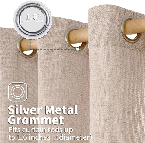 Vista 103 de BGment Cortinas de Lino Beige de 63 Pulgadas de Largo 2 Paneles - Tratamientos para Ventanas con Textura de Arpillera Filtrantes de Luz Cortinas B