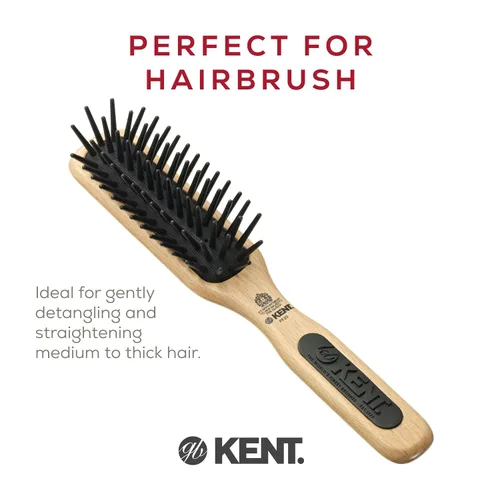 Vista 3 de Kent PF20 Cepillo de pelo de paleta de cojín estrecho, cepillo desenredante para cabello largo, grueso y rizado, masajeador del cuero cabelludo
