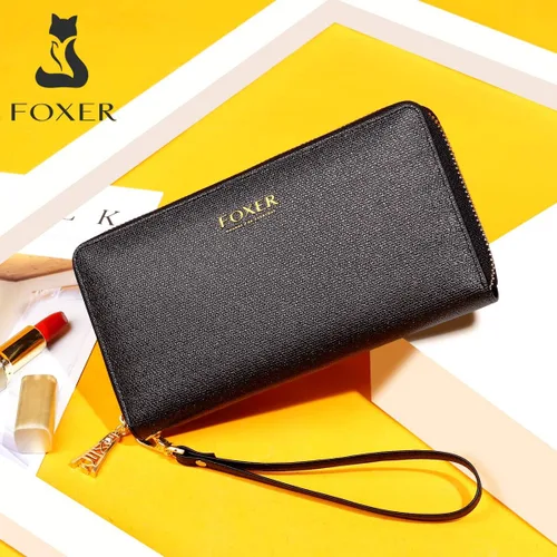 Vista 6 de Carteras de cuero para mujer, cuero genuino RFID bloqueo caja de regalo embalaje
