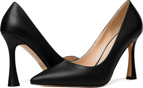 Vista 6 de MODENCOCO Zapatos de vestir de tacón alto con punta puntiaguda para mujer, de 4 pulgadas