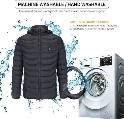 Vista 4 de SKYSPER Chaqueta térmica con guantes, abrigo térmico, abrigo de plumón, chaqueta de invierno para hombres y mujeres (pilas no incluidas)
