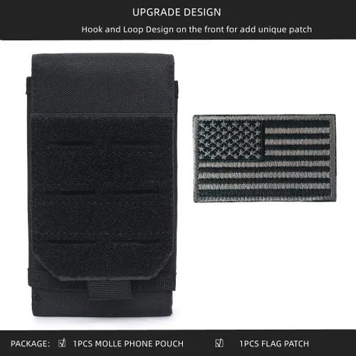 Vista 2 de Funda táctica universal negra Molle impermeable para iPhone 13 Pro Max/12 Pro Max/11 Pro Max/XS Max Less 6.7 pulgadas