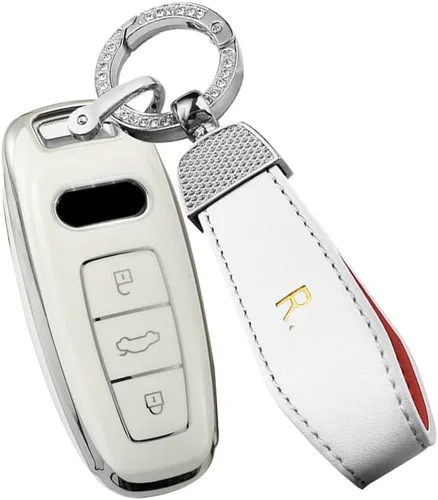 Vista 8 de ontto Funda para llavero de automóvil compatible con 2019 2020 A6 A6L A7 E-Tron A8 Q8 Key Box Remote Cover Negro