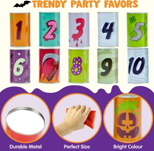 Vista 3 de JOYIN Juego de 13 piezas de Halloween para carnaval para lanzar bolsas de frijoles para niños y adultos, decoración de trucos o tratos, suministros