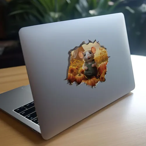 Vista 8 de Calcomanía de pared 3D con parche de calabaza con agujero de ratón