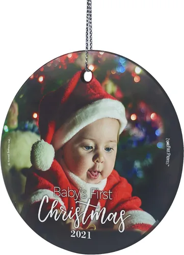 Vista 6 de Baby's First Christmas 2025 - Impresión de cristal colgante – Personalizar con año y foto – Diseño minimalista – Impresiones Starfire de 3.5