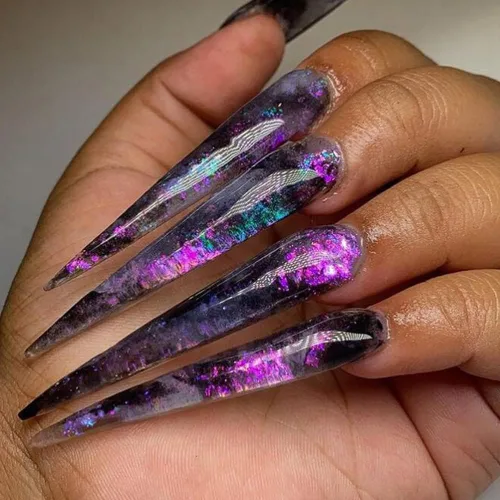 Vista 3 de Arte de uñas holográfico de ópalo con purpurina en polvo, pigmento iridiscente, cristal de hielo, paillettes de sirena, lentejuelas brillantes