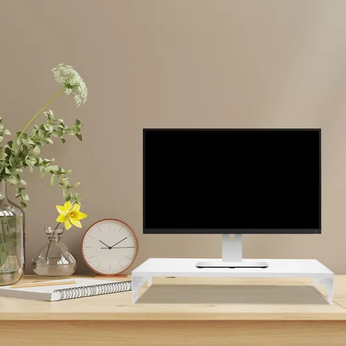 Vista 4 de SEWACC Soporte elevador de monitor acrílico con patas para almacenamiento de computadora y portátil, organizador de escritorio para reducir
