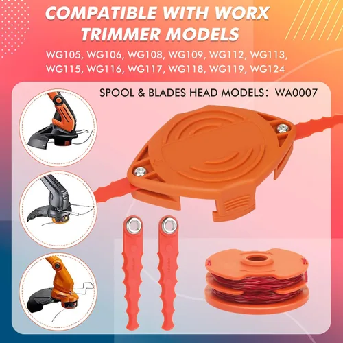 Vista 3 de WA0007 - Bobina de repuesto compatible con Worx WG105, WG106, WG108, WG109, WG112, WG113, WG115, WG116, WG117, WG118, WG119, WG124, recortadora