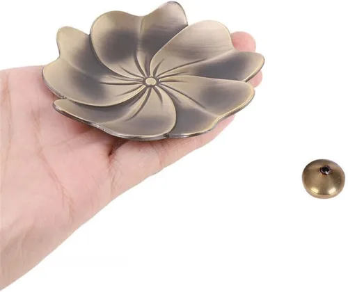 Vista 6 de 4 soportes para quemador de incienso de latón Lotus, quemador de sándalo, incensario para el hogar, estudios de yoga, budismo, capuchina, incienso