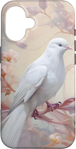 Vista 31 de Funda para iPhone 12 Pro Max Dove of Peace White Dove Pink Floral