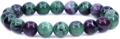 Vista 13 de Amandastone Pulsera elástica de cuentas redondas de 0.394 in con piedras preciosas naturales de 7 pulgadas Bloodstone africano