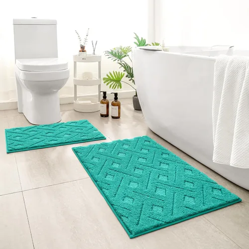Vista 12 de HOMEIDEAS - Juego de alfombras de baño de 2 piezas, antideslizantes, lavables a máquina, de felpa extra suave y absorbente, para baño, tina y ducha