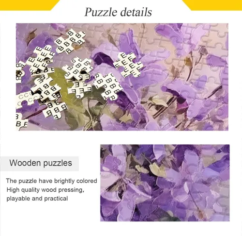 Vista 2 de Purple Flower Jigsaw Puzzles 500 Pieces for Adults with Mesh Storage Bag 2011811