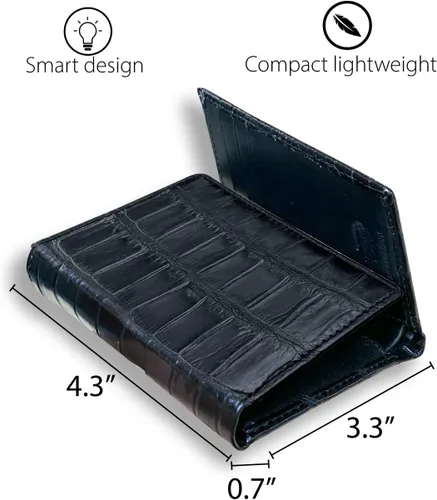 Vista 4 de Cartera hecha a mano de cocodrilo cocodrilo para el vientre de cuero. Cartera de cuero genuino con bloqueo RFID hecha por artesanos vietnamitas