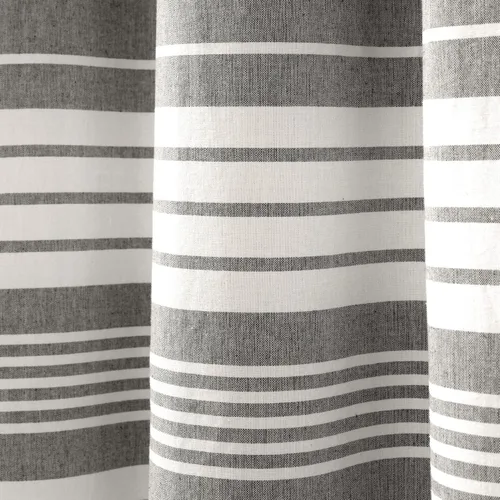 Vista 5 de Lush Decor - Cortina de regadera de borlas de algodón teñido en hilado Nantucket, 72" de ancho x 72" de largo, gris - Cortinas de regadera grises