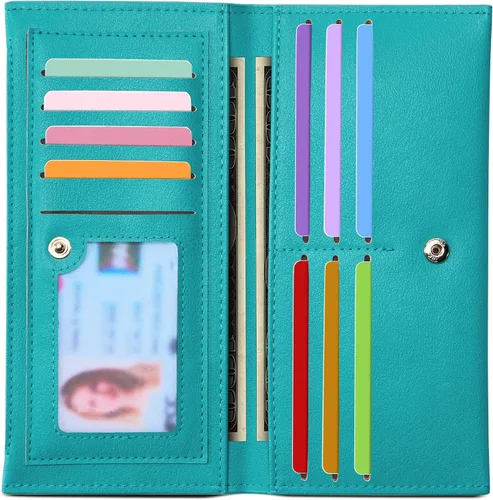 Vista 23 de Tipmile Cartera ultra delgada para mujer, cartera de cuero plegable para mujer, cartera RFID, cartera de bloqueo RFID para tarjetas de crédito