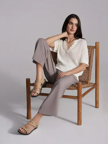 Vista 3 de TEMOFON Sandalias para mujer de verano elegante: puntera abierta, cómodas para caminar, sandalias planas con soporte para el arco, tallas 5-11