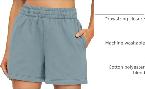 Vista 19 de AUTOMET Pantalones cortos deportivos para mujer, estilo casual, con cordón, cómodos, elásticos, de cintura alta, con bolsillos