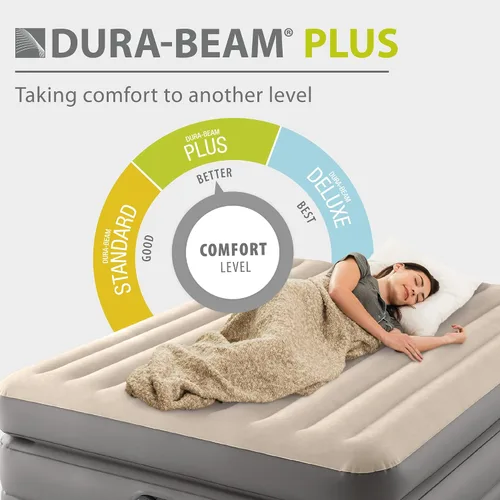 Vista 4 de Intex Dura Beam Plus Prime Comfort Fiber-Tech - Cama de colchón de aire para el hogar con bomba eléctrica integrada, tamaño Queen