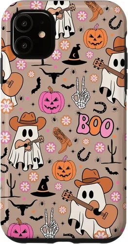Vista 8 de Funda retro occidental para iPhone 11 Pro Max Fantasma Fantasma Vaquero de Halloween