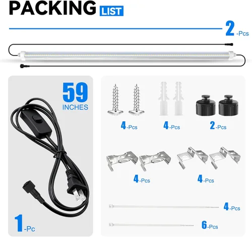 Vista 8 de JESLED Luces de cultivo impermeables para plantas de interior, 2 pies de espectro completo 5000K LED para inicio de semillas, plántulas y verduras