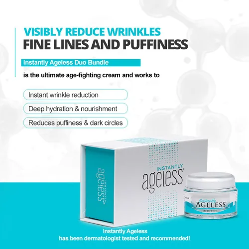 Vista 5 de Instantly Ageless Skin Care Duo Lift Bundle - 25 viales de estiramiento facial instantáneo en una caja y megahidratante con colágeno - Hidratante