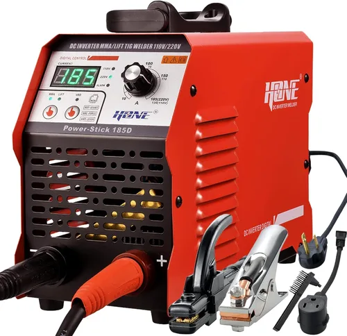 Vista 8 de HONE ARC – Soldadora 110V/220V, Soldador de palo real de 140Amp, máquina de soldadura digital IGBT inversor con pantalla LCD, arranque en caliente