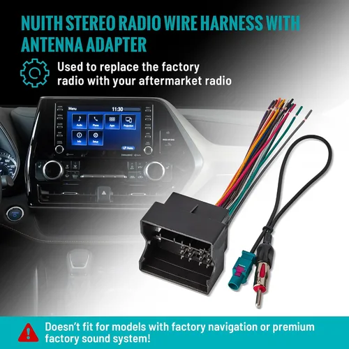 Vista 2 de NuIth Arnés de cables de radio estéreo con adaptador de antena compatible con BMW 2000-2010/Volkswagen 2004-2015/Mercedes-Benz Sprinter 2007-2015