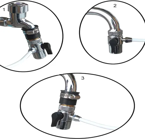 Vista 4 de EZRODI Kit adaptador de grifo cromado, rosca hembra M22x1 con aireador, accesorio desviador de grifo de cocina