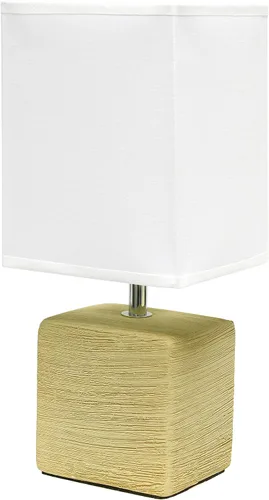 Vista 7 de Simple Designs LT2071-WOB - Mini lámpara de mesa blanca gris jaspeada de cerámica con pantalla negra para mesita de noche