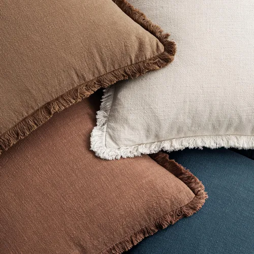 Vista 6 de MIULEE Juego de 4 fundas de almohada decorativas de lino neutro con flecos, fundas de almohada modernas y rústicas para cama, sofá, sala de estar