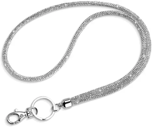 Vista 10 de Artscope Cordón para tarjetas de identificación, 34.8 pulgadas, correa de cuello de cristal brillante, cadena para mujer, collar (5 unidades)