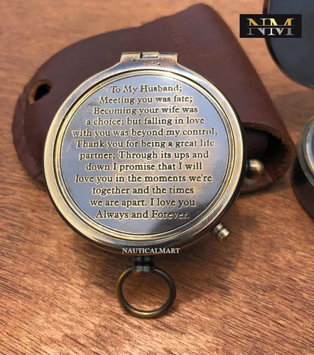 Vista 6 de Brújula grabada, regalo para marido, aniversario, regalo de boda para él, regalo de novio a larga distancia, regalo de prometido I Miss You regalo