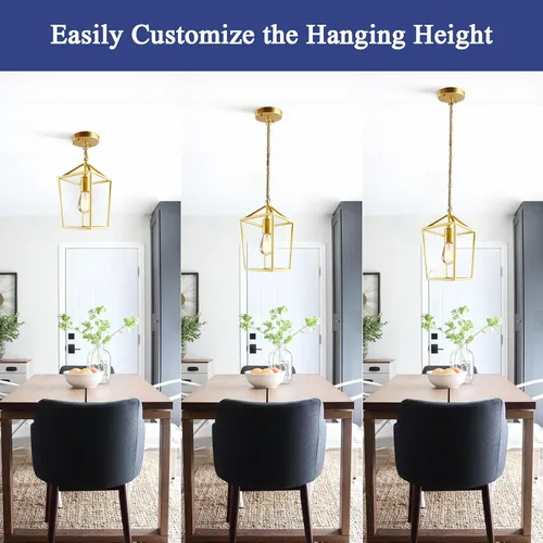 Vista 3 de Sheetea Paquete de 2 luces colgantes doradas para isla de cocina, modernas luminarias colgantes de mediados de siglo lámpara colgante para cocina