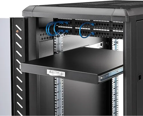 Vista 7 de StarTech - Estante deslizante para teclado de 1U, 19 pulgadas, 55 libras, 22 pulgadas (SLIDESHELFD) Pull-out drawer tray for any 19in server rack