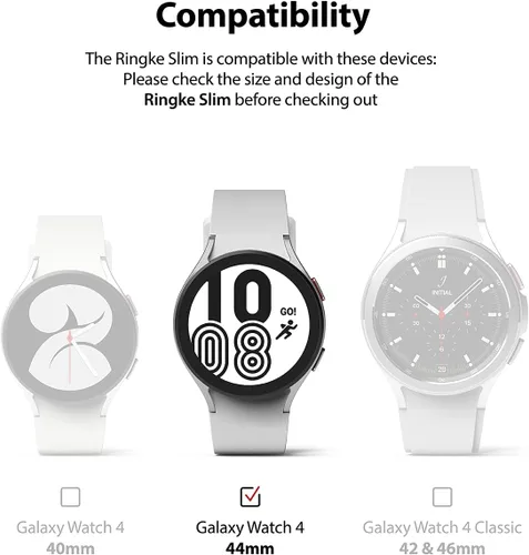 Vista 2 de Ringke Funda delgada [paquete de 2] compatible con Samsung Galaxy Watch 4 de 1.732 pulgadas, bisel Watch4 [solo marco] cubierta dura de Transparente