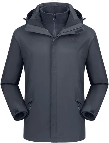 Vista 12 de CAMEL CROWN - Chaqueta de esquí para hombre 3 en 1, chaqueta de invierno impermeable para nieve, cortavientos, con capucha y forro polar cálido Azul