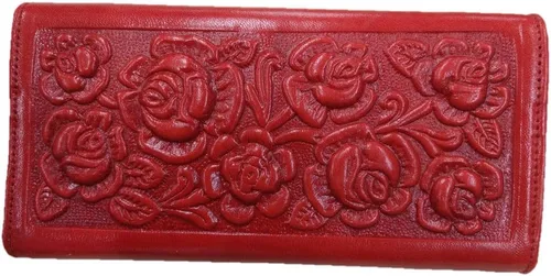 Vista 2 de Sharpshooter - Cartera de piel con diseño de rosas florecientes occidentales